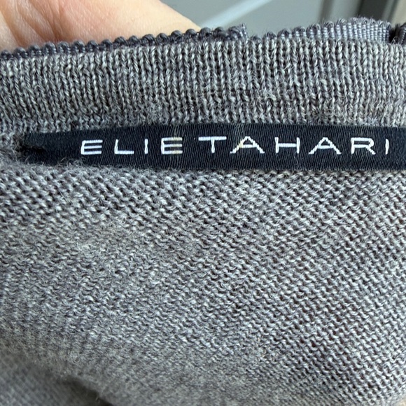 Elie Tahari Romantic Gray Cardigan Embellished Trim size medium - Picture 3 of 8
